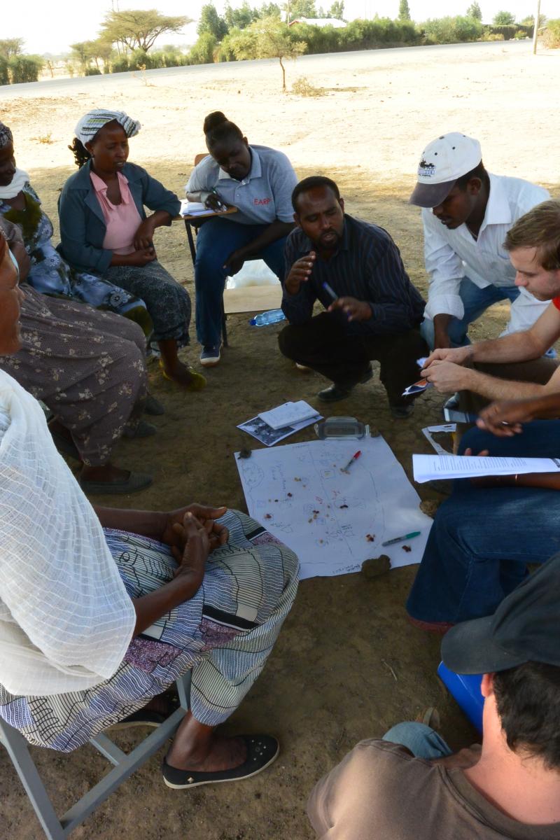 A female focus group discussion on resource mapping which was part of the local knowledge training. Photo credit Genevieve Lamond, ICRAF consultant and staff at Bangor University