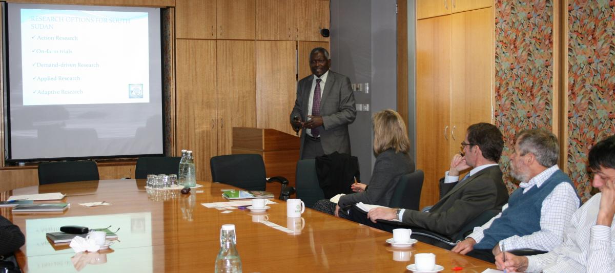 Professor Aggrey Abate presenting to ACIAR staff. Photo credit M Gyles ACIAR