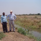 Dr Jamie Pittock & Dr Makarius Mdemu at commerical rice irrigation scheme Great Ruaha, Tanzania. Photo credit J Pittock, ANU